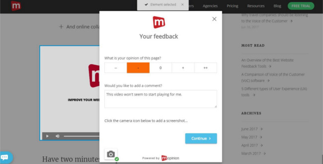 Feedbackform Screenshot