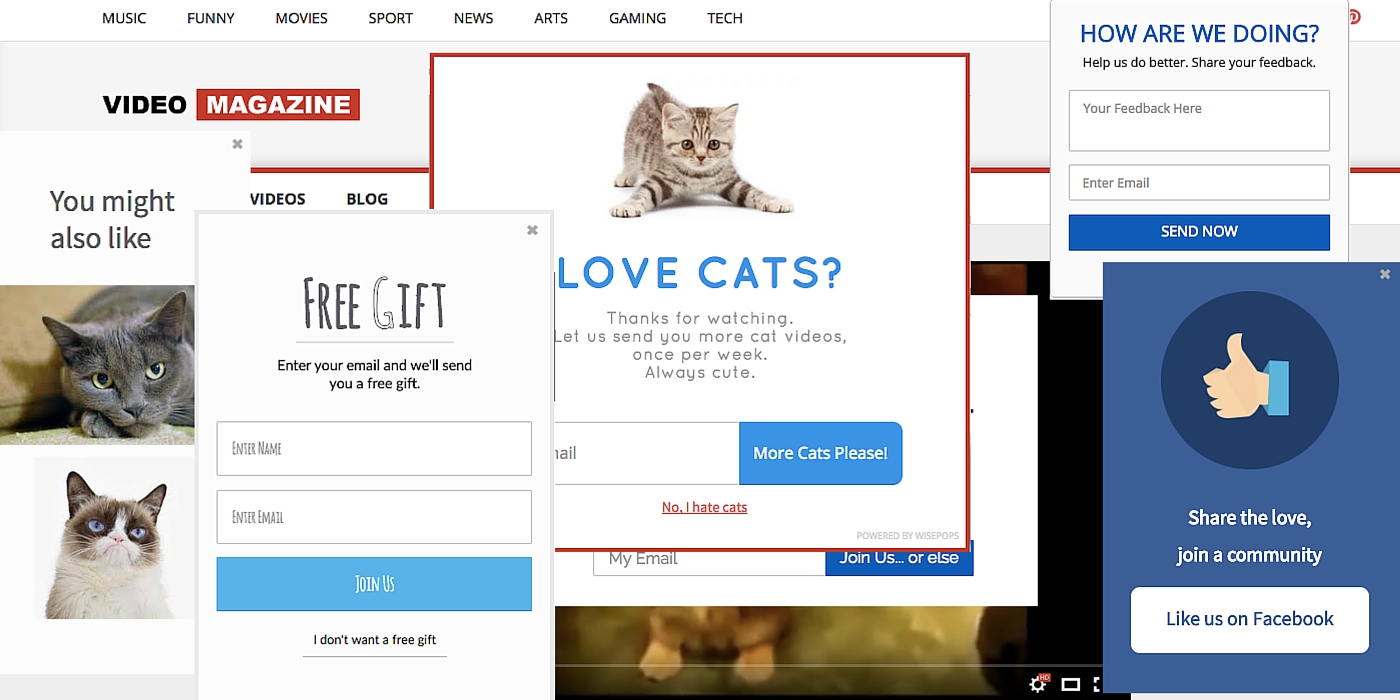 To many feedback pop ups