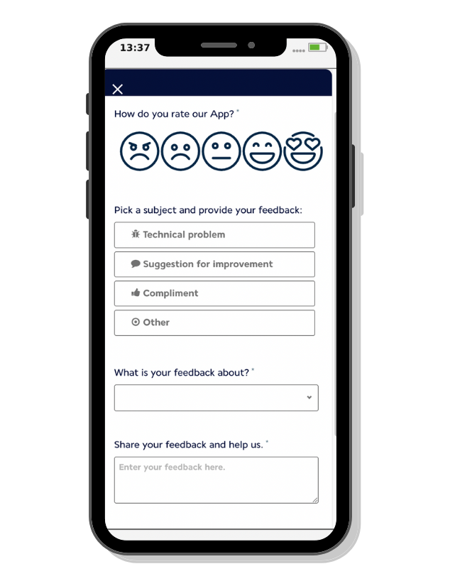 Air France mobile feedback form