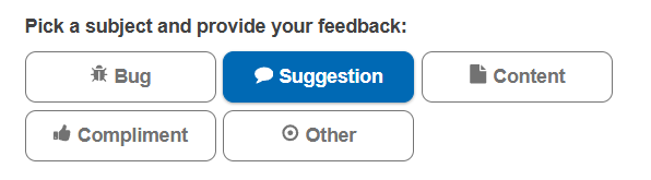 Categories in a customer feedback form