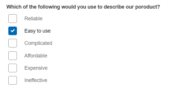 Checkbox in customer feedback form