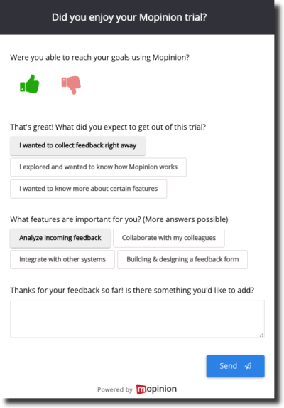 After trial click through survey