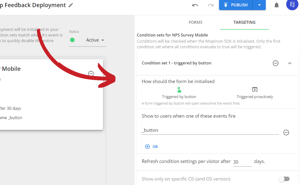 Set conditions and triggers