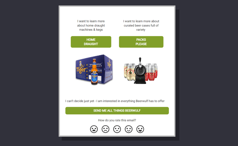 Content feedback form example Beerwulf