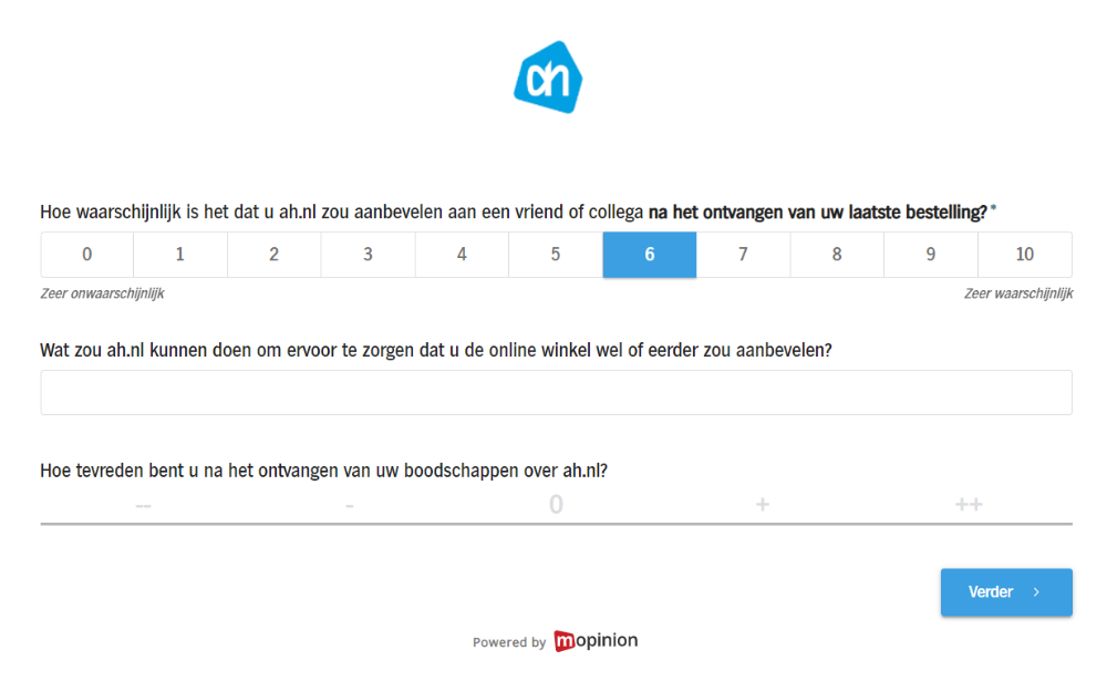 Customer feedback questions NPS example