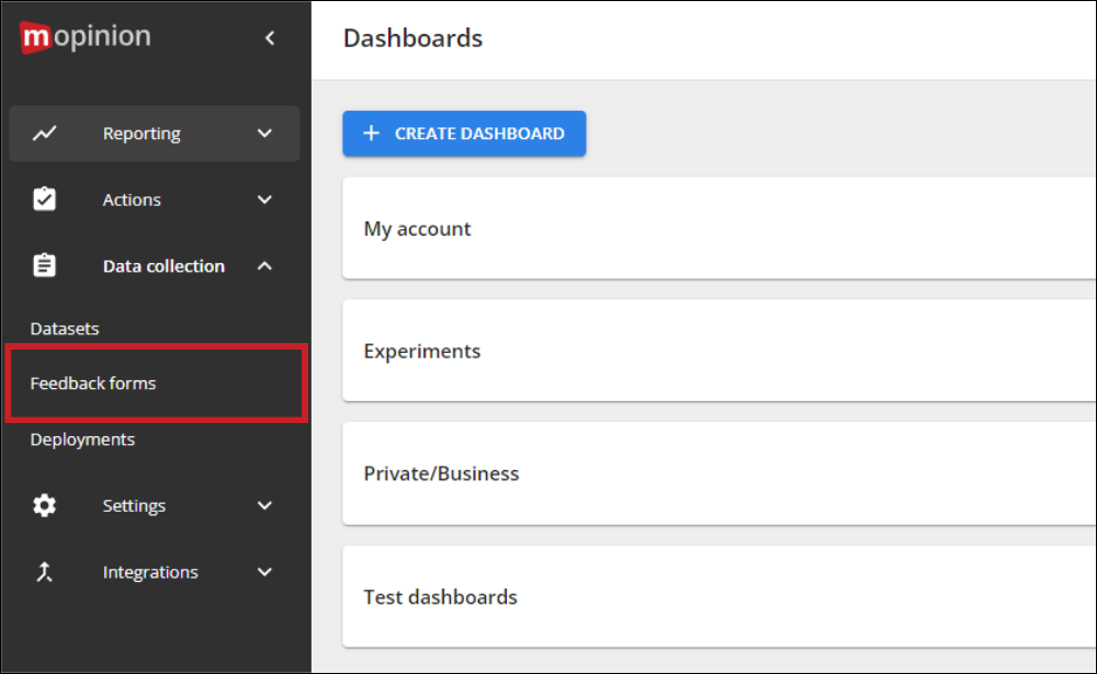 Create a feedback form