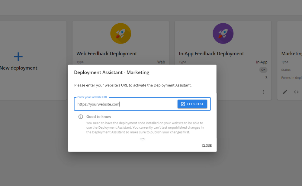 Deployment Assistant example of a set condition