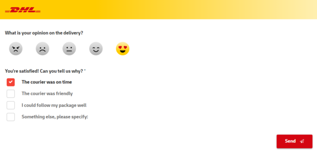 DHL delivery survey landing page