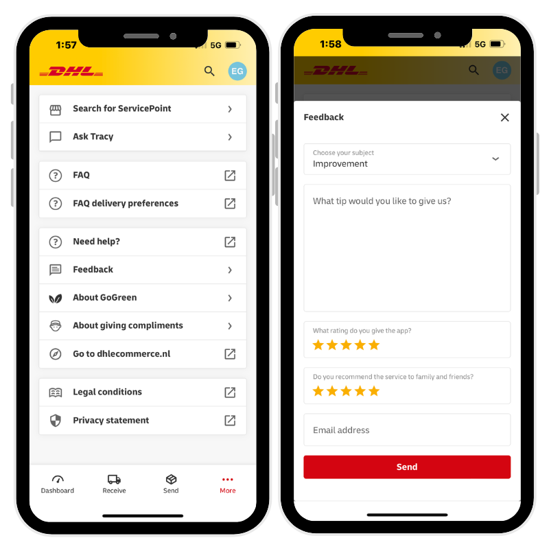 DHL embedded app form