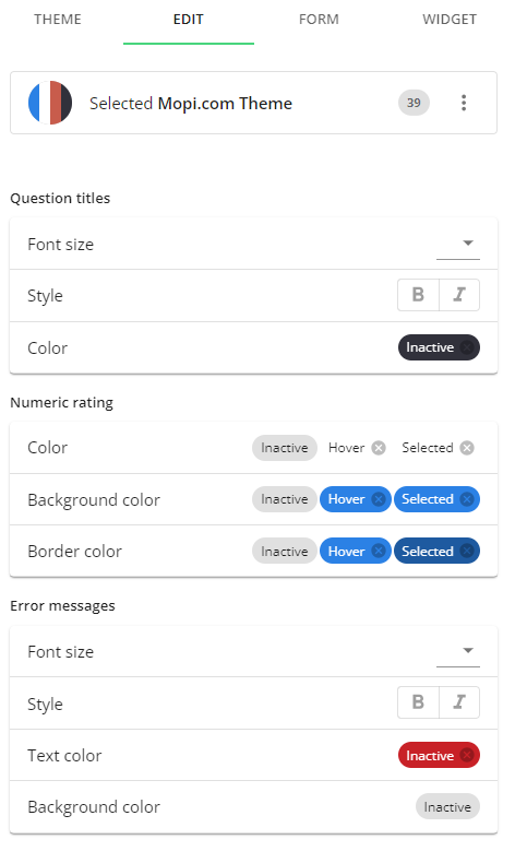 Customise elements in your email survey