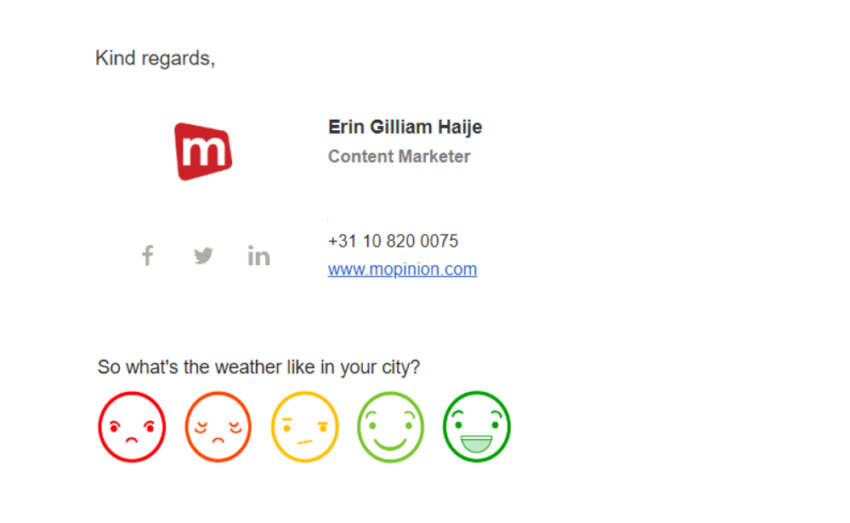 Email signature feedback