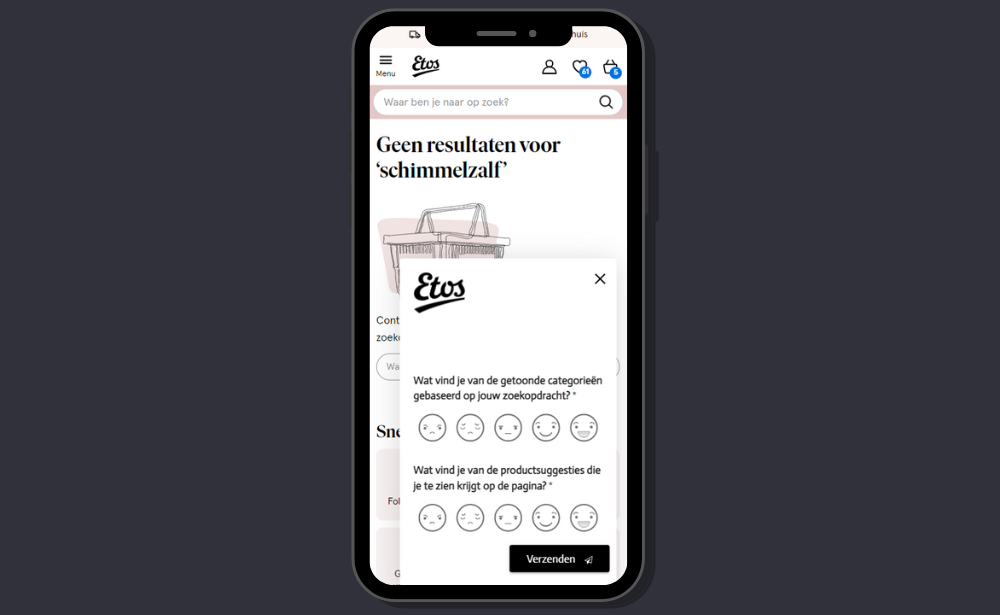 Etos search bar feedback form