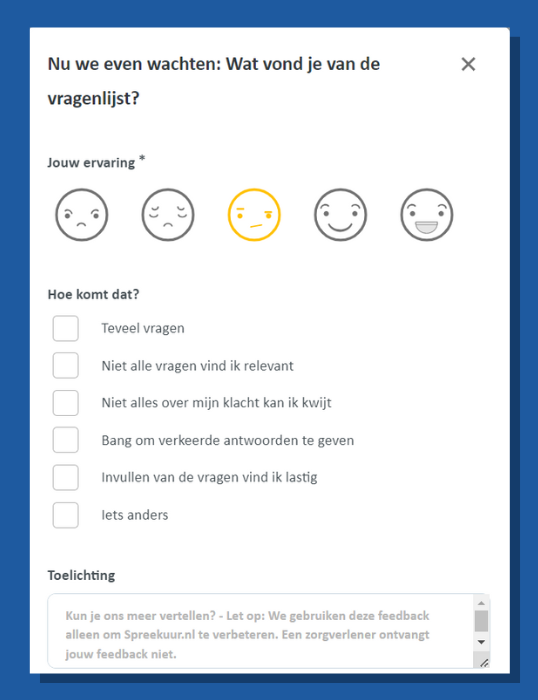 example of a digital feedback form from Topicus