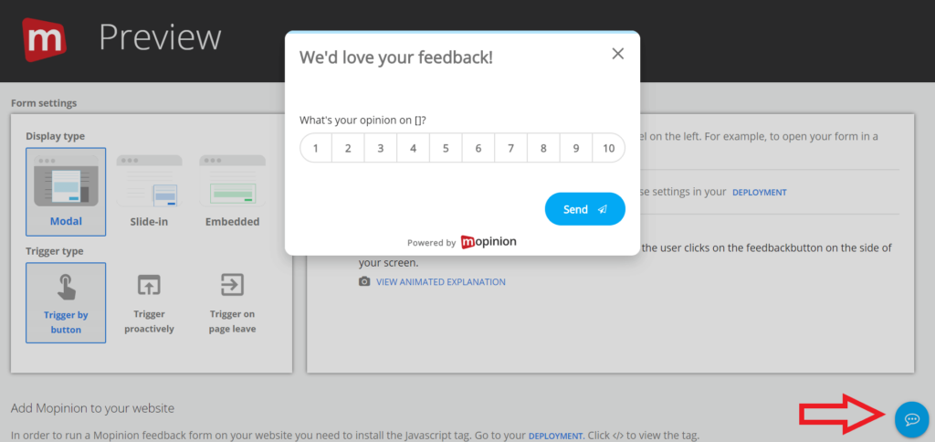 July Product Update: brand new survey flow, Salesforce integration and more - Floating button preview