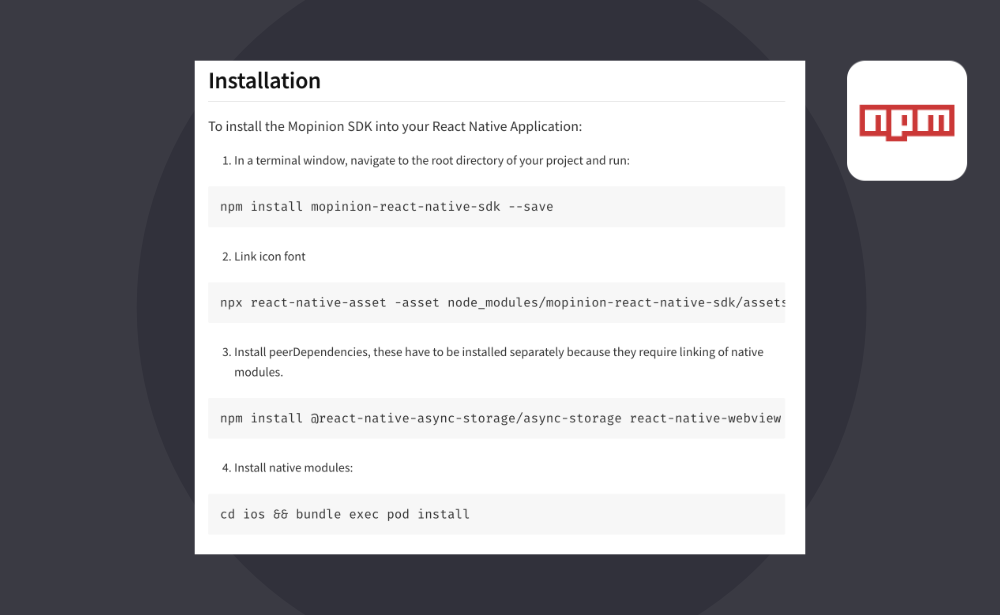 install the mopinion sdk with NPM