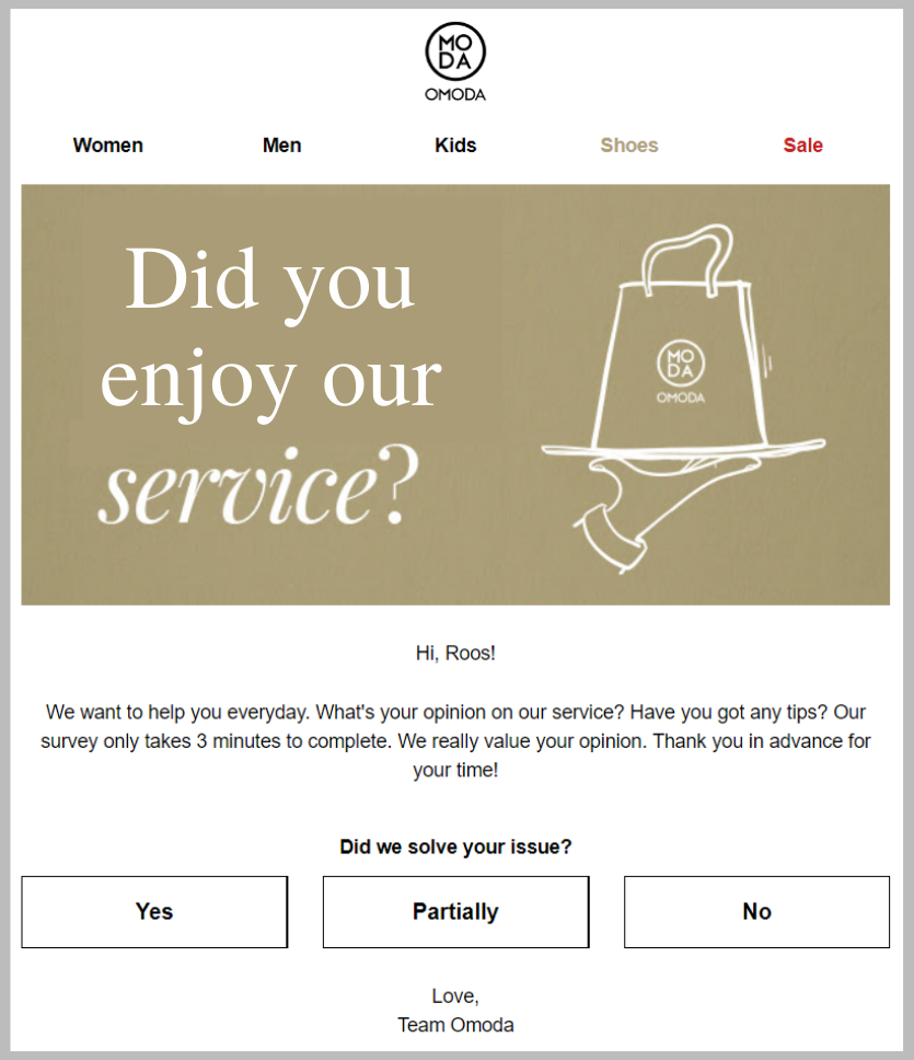Omoda GCR service email survey