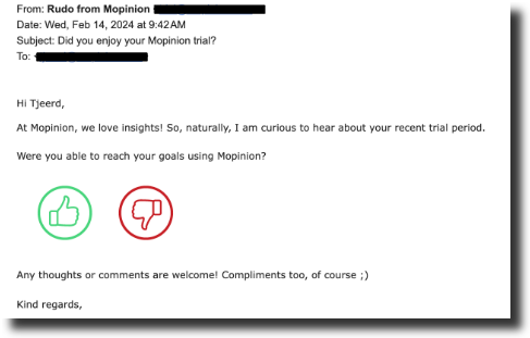 Product feedback in trial flow