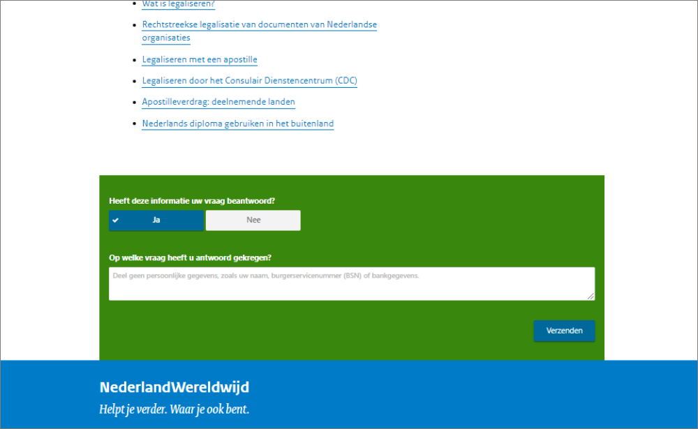 Rijksoverheid embedded survey