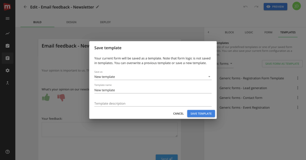 July Product Update: brand new survey flow, single sign-on, Salesforce integration and more - Save template editor