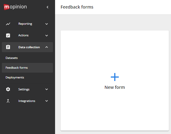 Select feedback form to create embedded email survey