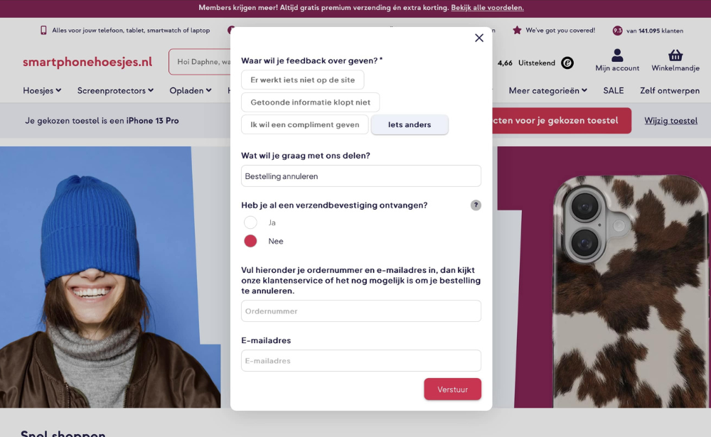 Smartphonehoesjes.nl - general feedback form