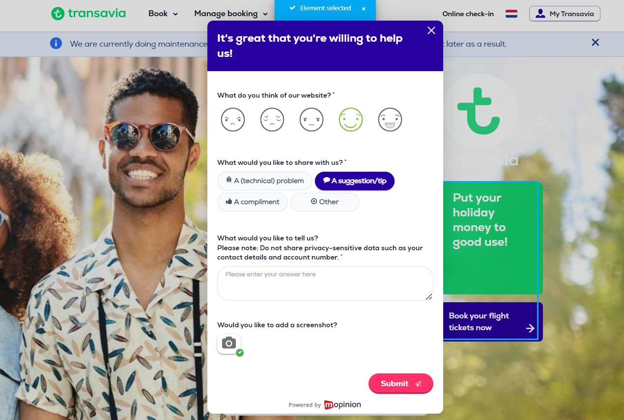 Transavia visual feedback submitted