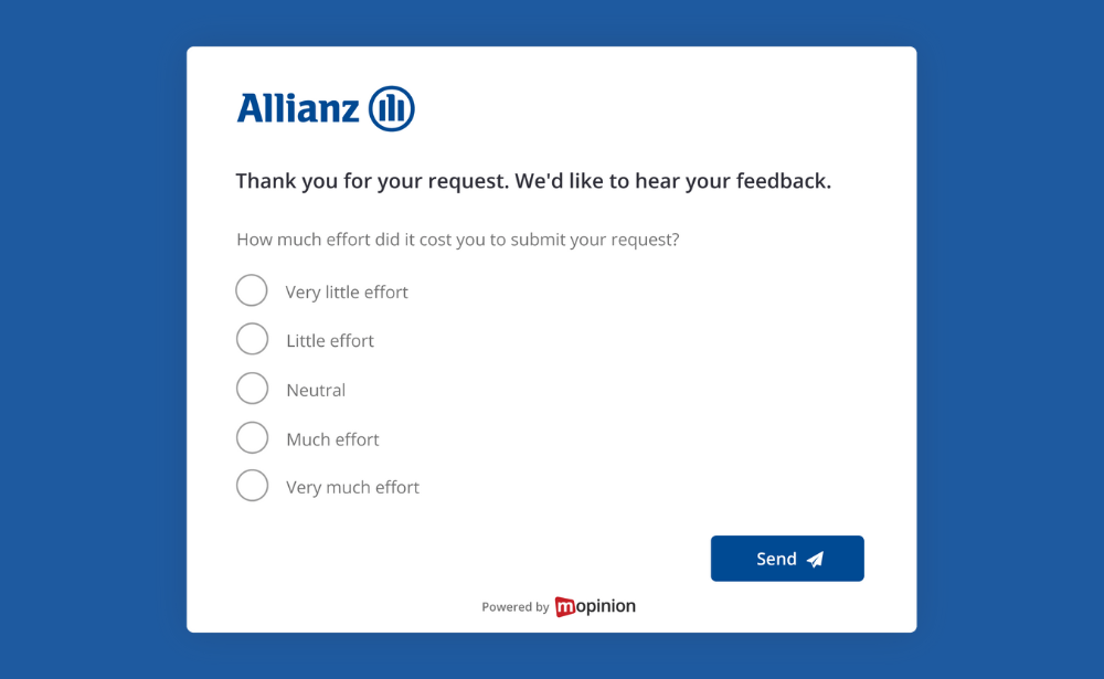 User experience survey questions - Customer Effort Score (CES) Allianz