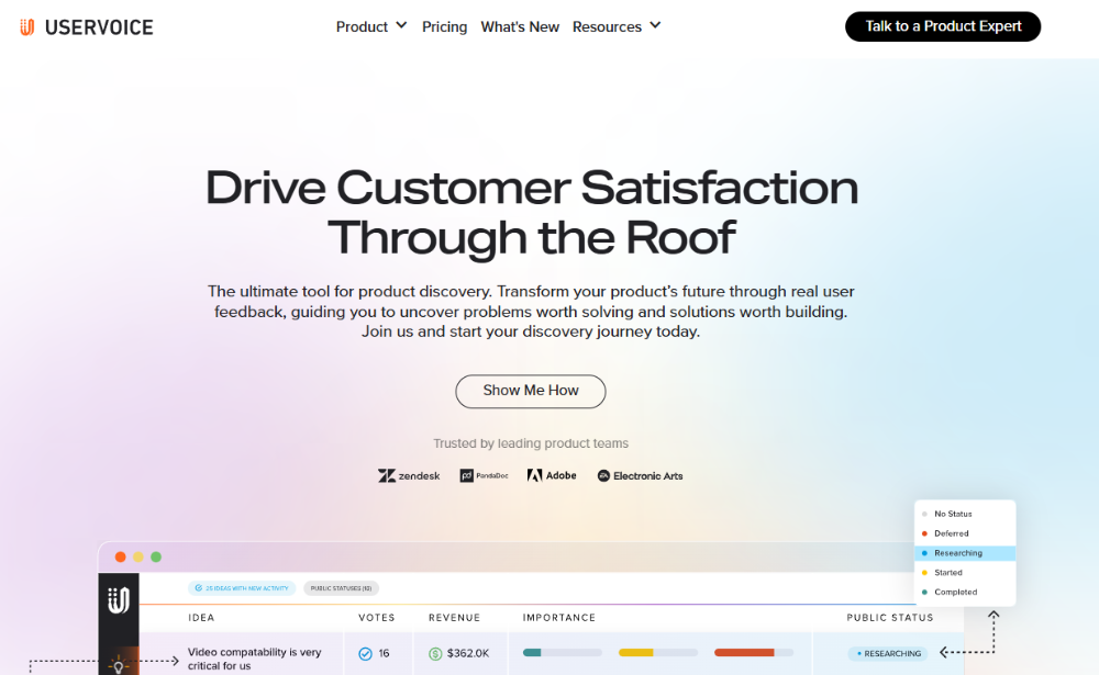 Mopinion: Top 15 Enterprise Feedback Management Software (EFM) - Uservoice