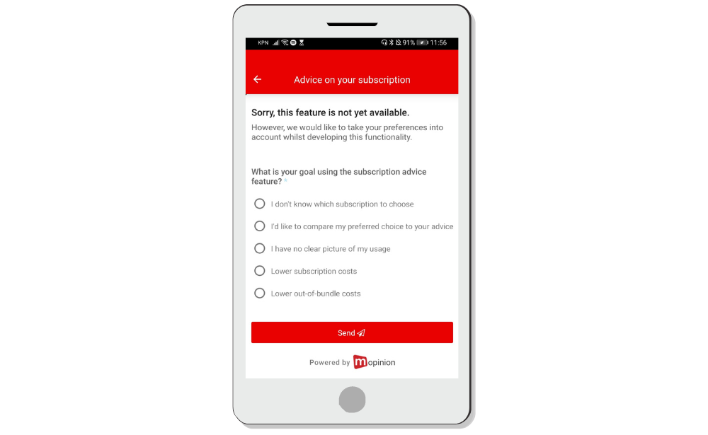 Vodafone example of mobile survey